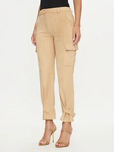Guess Spodnie materiałowe New Marzia W4YB08 WE0L0 Beżowy Relaxed Fit - Spodnie damskie - miniaturka - grafika 1