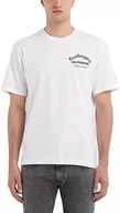 Koszulki męskie - Replay Męski T-shirt z krótkim rękawem, okrągły dekolt, z nadrukiem z tyłu, Natural White 011, L - miniaturka - grafika 1