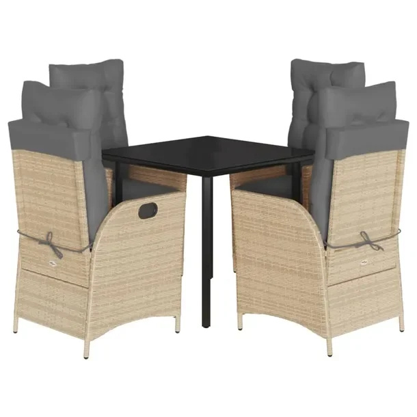 Zestaw Mebli Ogrodowych Rattan PE, Stół 80x80x74 cm, Krzesła 57x61x93 cm