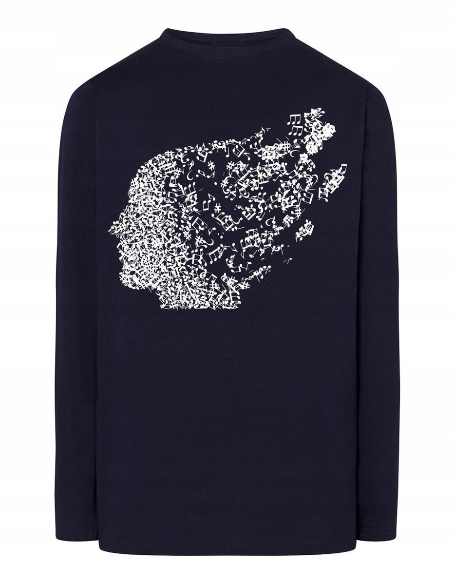 Longsleeve męski nadruk Muzyka Głowa Nutki r.L