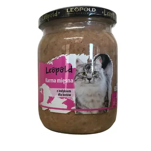 Leopold Karma mięsna z indykiem dla kotów 500g (Słoik) - Mokra karma dla kotów - miniaturka - grafika 1
