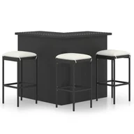 Pozostałe meble ogrodowe - vidaXL 4-cz zestaw barowy do ogrodu poduszki rattan PE czarny 3064923 3064923 - miniaturka - grafika 1