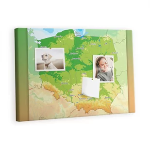 Kolorowy Organizer - Tablica Korkowa z Pinezkami - Mapa fizyczna Polski 60x40 cm - Tablice i flipcharty - miniaturka - grafika 1