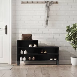 vidaXL Szafka na buty, czarna, 102x36x60 cm, materiał drewnopochodny - Wieszaki i stojaki - miniaturka - grafika 1