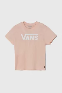 Koszulki dla dziewczynek - Vans t-shirt bawełniany dziecięcy GR FLYING V CREW GIRLS kolor różowy - grafika 1