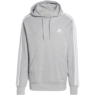 Bluza męska adidas Essentials French Terry 3-Stripes Hoodie szara IC0437 L - Bluzy męskie - miniaturka - grafika 1