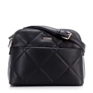 Torebki damskie - Damska crossbody z przeszyciami ekoskóra czarno - złota - miniaturka - grafika 1
