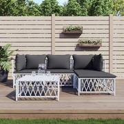 Meble ogrodowe - 5-cz. zestaw wypoczynkowy do ogrodu, z poduszkami, biały vidaXL - miniaturka - grafika 1
