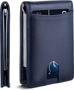 INF Portfel RFID Blocking, Slim Skórzany Portfel Męski Niebieski - Portfele - miniaturka - grafika 1