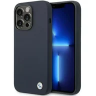 Etui i futerały do telefonów - Etui na telefon BMW BMHCP14LSILNA do Apple iPhone 14 Pro 6,1" granatowy/navy Silicone Metal Logo - miniaturka - grafika 1