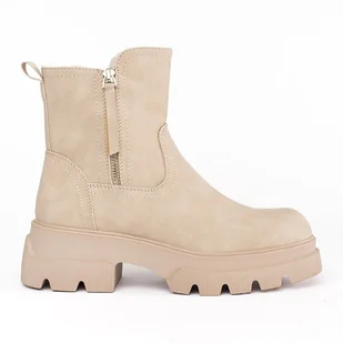 Beżowe botki damskie ocieplane Sergio Leone beżowy - Botki damskie - miniaturka - grafika 1