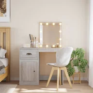Toaletki - vidaXL Toaletka z lampkami LED, szary dąb sonoma, 90x42x132,5 cm - miniaturka - grafika 1