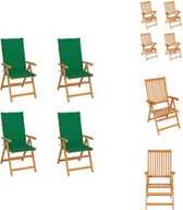 Fotele i krzesła ogrodowe - vidaXL Krzesła ogrodowe 4 szt. z zielonymi poduszkami z litego drewna tekowego - Krzesła ogrodowe - miniaturka - grafika 1