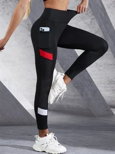 Sportowe legginsy z kieszonką - Czarny - Legginsy - miniaturka - grafika 1