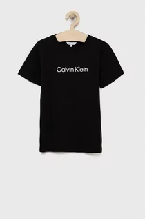 Koszulki dla dziewczynek - Calvin Klein Jeans t-shirt bawełniany dziecięcy kolor czarny z nadrukiem - grafika 1