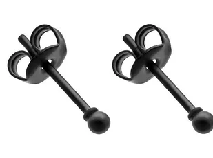 Delikatne kolczyki kuleczki 2 mm z czarnej matowej stali szlachetnej - Kolczyki - miniaturka - grafika 1