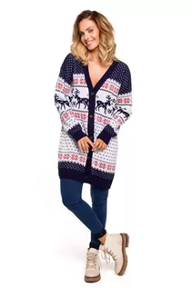 Swetry damskie - MXS07 Kardigan świąteczny zapinany na guziki - model 4 - grafika 1