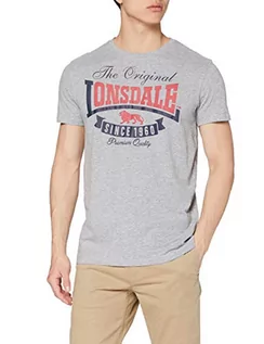 Koszulki męskie - Lonsdale London męski T-shirt podkoszulek corrie, szary, M 115544-1004-M - grafika 1