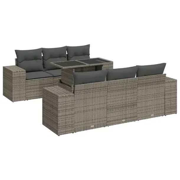 Zestaw mebli ogrodowych modułowych szary rattan PE 83 x 62 x 69 cm