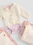 Komplety dla niemowląt - Reserved - Kardigan we wzory - złamana biel - miniaturka - grafika 1