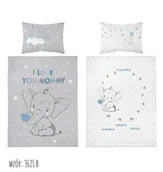 Pościel dla dzieci - Detexpol Pościel bawełniana 100x135 Słonik 3621 B mam już tyle lat miesięcy i dni niebieska szara dziecięca Kids 1 - miniaturka - grafika 1