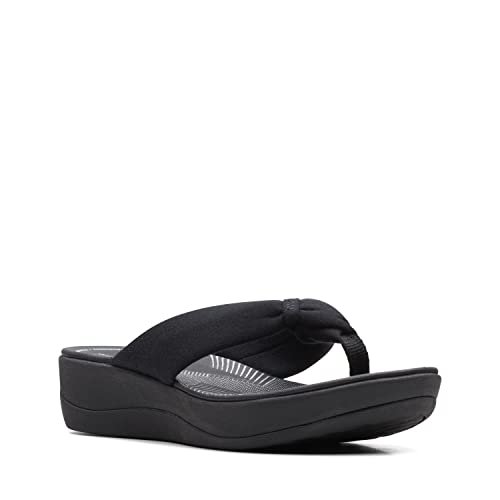 Clarks Arla Glison klapki damskie, Czarna tkanina, czarna podeszwa, 39 EU