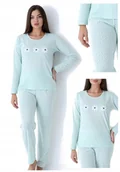 Piżamy damskie - Komplet piżama damska miętowa stokrotki długi rękaw spodnie 3XL - miniaturka - grafika 1