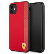 Etui i futerały do telefonów - Ferrari FESAXHCN61RE iPhone 11 6,1" czerwony/red hardcase On Track Carbon Stripe - miniaturka - grafika 1