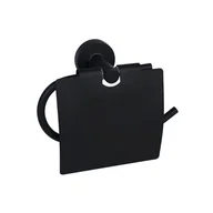 Stojaki i wieszaki na papier toaletowy - Uchwyt WC na papier Foryou z klapką czarny - miniaturka - grafika 1