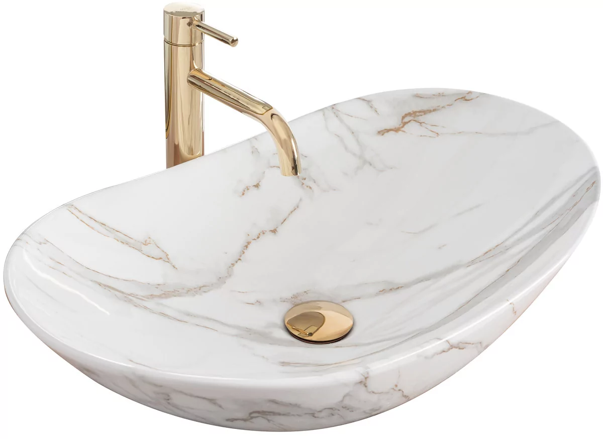 Rea łazienka z wyobraźnią Umywalka ceramiczna nablatowa Royal Shiny Aiax 62,5X36 U8548