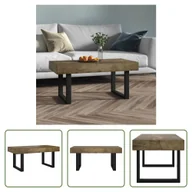 Ławy i stoliki kawowe - The Living Store Stolik kawowy ciemnobrązowy i czarny 90x45x40 cm MDF i żelazo - miniaturka - grafika 1