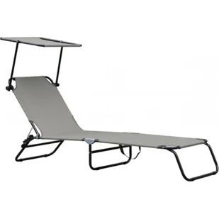 ROYOKAMP Łóżko turystyczne kempingowe składane z daszkiem szare vic-27351-0 - Meble turystyczne - miniaturka - grafika 1