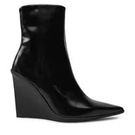 Botki damskie - Botki Calvin Klein Wedge Ankle Boot 90 HW0HW02256 Czarny - miniaturka - grafika 1