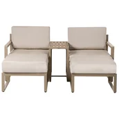 Meble ogrodowe - Beliani zestaw ogrodowy ze stolikiem i otomaną dla 2 osób NOCI Modułowy Metal Beżowy - miniaturka - grafika 1