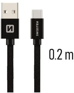 Swissten Textile Universal Quick Charge 3.1 USB-C Data and Charging Cable 20 cm - Kable USB - miniaturka - grafika 1