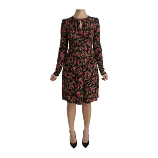 Sukienki - Dolce & Gabbana, Longsleeve Knee Length Dress Czarny, female, - grafika 1