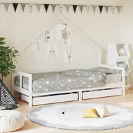Łóżeczka i kojce - Rama łóżka dziecięcego z szufladami, biała, 80x200 cm, sosnowa Lumarko! - miniaturka - grafika 1