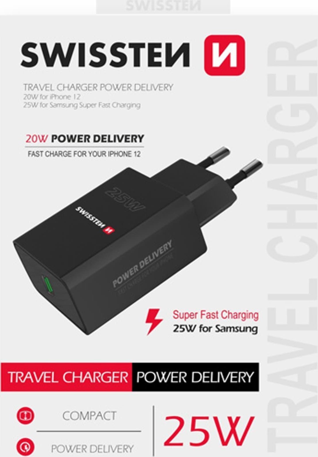 Adapter USB Swissten Zasilacz / sieciowy adapter SWISSTEN 25W, 1 port, USB-C, PPS 22060400