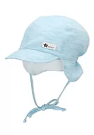 Czapki damskie - Sterntaler Chłopięca czapka z daszkiem ochrona karku do wiązania, melanżowy kapelusz przeciwsłoneczny, turkusowy, 45 - miniaturka - grafika 1