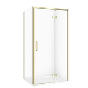 Kabiny prysznicowe - Kabina prysznicowa Cersanit Larga 100x80x195 prostokątna złoty mat transparentne z brodzikiem tako slim biały S601-458 - miniaturka - grafika 1