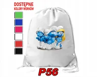 Torby szkolne - Worek Szkolny Na Wf Buty Sportowy Dla Dziecka Smerfy 5 Wzorów + Imię - miniaturka - grafika 1