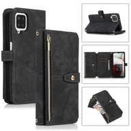 Torebki damskie - Do Samsung Galaxy A12 4G / 5G Dream 9-Card Portfel Torba na zamek błyskawiczny Skórzane etui na telefon Czarny - miniaturka - grafika 1