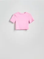 Koszulki i topy damskie - Reserved - Krótki t-shirt - różowy - miniaturka - grafika 1