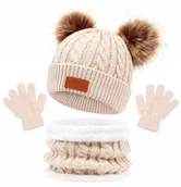 Rękawiczki - Dziecięca Czapka Komplet Zima Wiosna Jesień Komin Rękawiczki Dziecka 1,5-3L - miniaturka - grafika 1