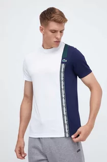 Koszulki męskie - Lacoste t-shirt męski kolor biały wzorzysty - grafika 1