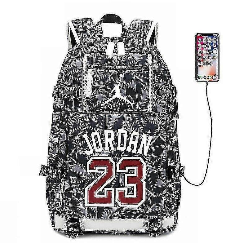 Nba Peripheral Series Star Logo Wielofunkcyjny plecak USB Luminous Fluorescent Backpack-jordan-printed