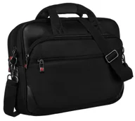 Teczki i aktówki - Torba na laptopa męska 15" czarna skóra naturalna cordura pojemna i funkcjonalna a4 uchwyt na walizkę szeroki odpinany pasek do ręki lub na ramię PE.. - miniaturka - grafika 1
