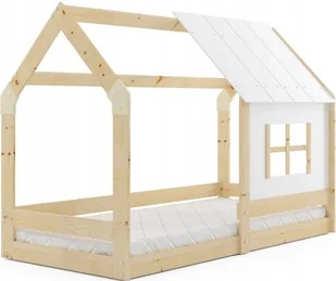 Łóżko dziecięce Domek z daszkiem 160x80 drewniane z materacem - Łóżeczka i kojce - miniaturka - grafika 1