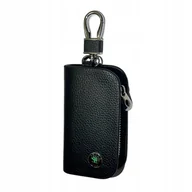 Etui na klucze - SKÓRZANE ETUI na klucze SKODA logo KLUCZYK samochodowy ELEGANCKI brelok - miniaturka - grafika 1