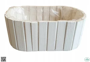 OSŁONKA DREWNIANA OWALNA BIAŁA 26 CM - Donice - miniaturka - grafika 1